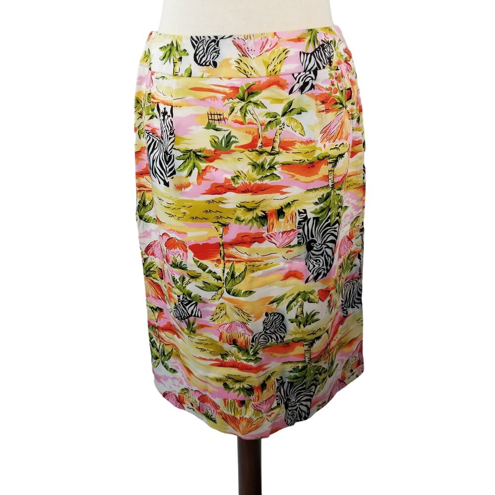 Harve Bernard Black Pink Green Tropical Zebra Funky Vintage Skirt 8